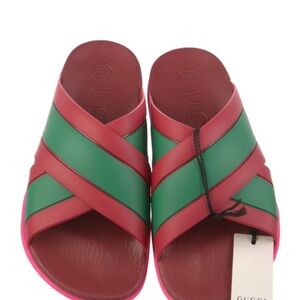 New Gucci Women's Pink, Red and Green Crisscross Sandals
